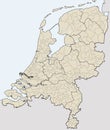 Outline detailed map of Netherlsnds with provincies and couties